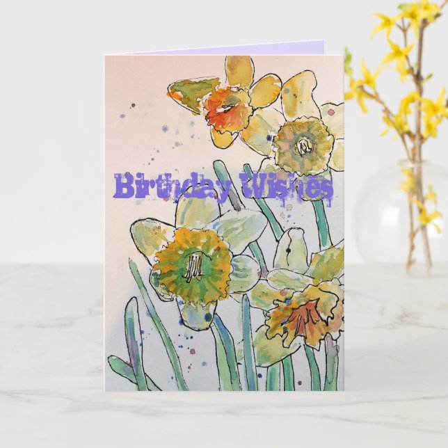 Yellow Daffodil Spring Flower Watercolor Art Card Karte (Gelbe Blume)