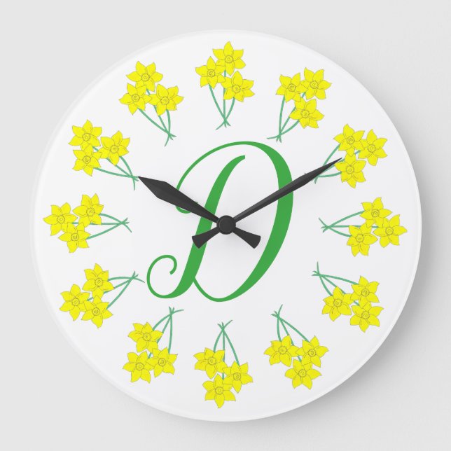 Yellow Daffodils Frühlingsblumen Bunch Ursprünglic Große Wanduhr (Vorderseite)