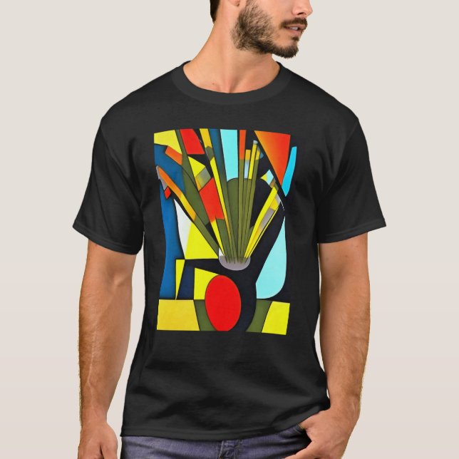 Yellow Daffodils In A Red Vase Geometric Abstract T-Shirt (Vorderseite)