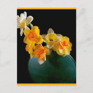 Yellow Daffodils In Vase Design Postkarte