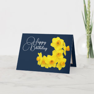 Yellow Daffodils Navy Hintergrund Geburtstag Karte