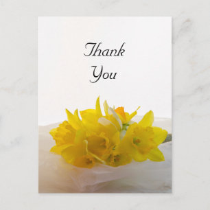 Yellow Daffodils on White Spring Wedding Danke Postkarte