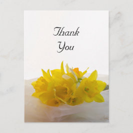 Yellow Daffodils on White Spring Wedding Danke Postkarte