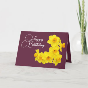 Yellow Daffodils Plum Background Geburtstag Karte