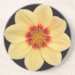 Yellow Dahlia auf Black Floral Getränkeuntersetzer