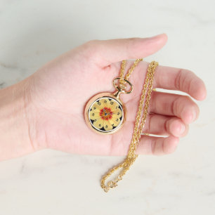 Yellow Dahlia Bloom Floral Armbanduhr