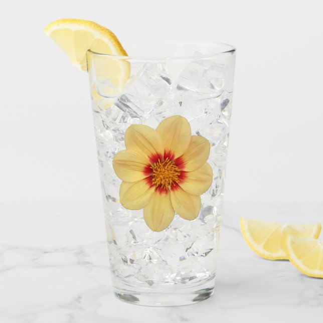 Yellow Dahlia Bloom Floral Glas (Vorderseite Ice)