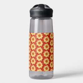 Yellow Dahlia Blume Pattern on Red Trinkflasche