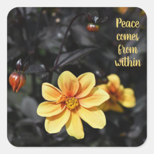 Yellow Dahlia Blume Wisley Gardens Motivierend Quadratischer Aufkleber