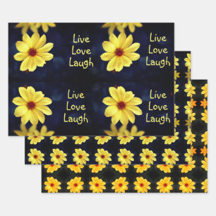 Yellow Dahlia Elegante Blume Inspiration Zitat Geschenkpapier Set