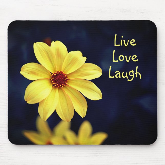 Yellow Dahlia Elegante Blume Inspiration Zitat Mousepad (Vorne)