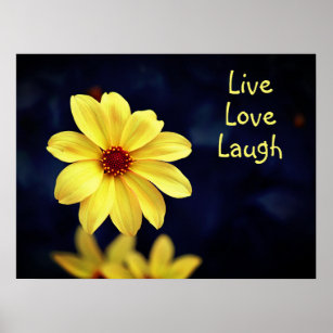 Yellow Dahlia Elegante Blume Inspiration Zitat Poster