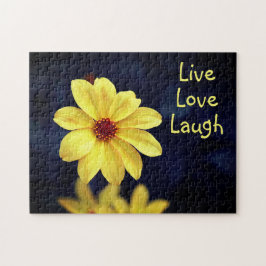 Yellow Dahlia Elegante Blume Inspiration Zitat Puzzle
