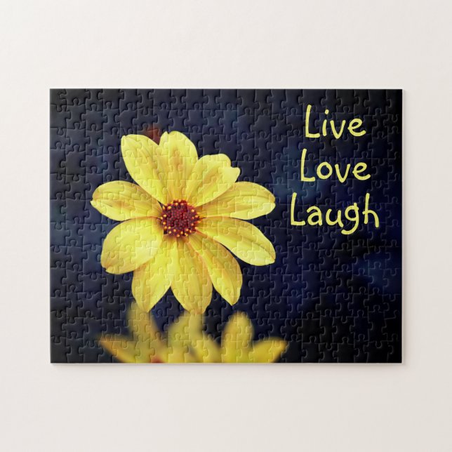 Yellow Dahlia Elegante Blume Inspiration Zitat Puzzle (Horizontal)