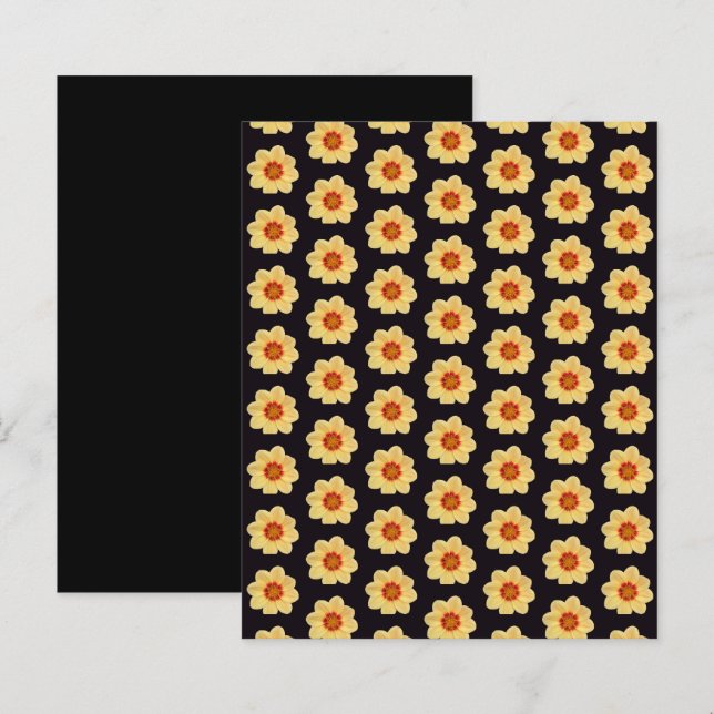 Yellow Dahlia Pattern on Black Scrapbook Paper (Vorne/Hinten)