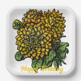Yellow Dahlias Floral Pappteller