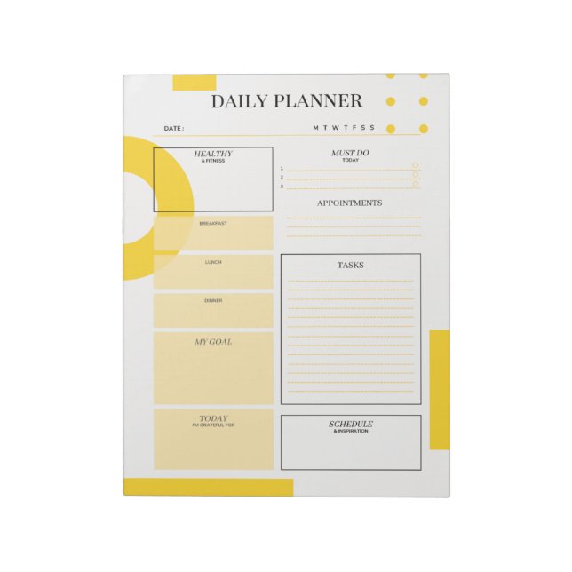 Yellow Daily Planner Notepad Notizblock (Rotiert)