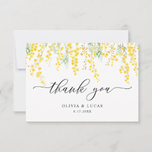 Yellow Dainty Wild Blume Mimosa Rustikale Hochzeit Dankeskarte