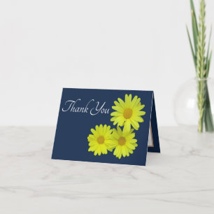 Yellow Daisies Blue Background Vielen Dank Karte