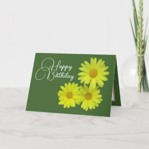 Yellow Daisies Grüner Hintergrund Happy Birthday Karte