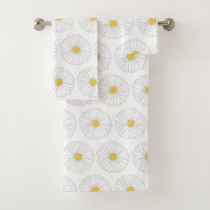 Yellow Daisies Spring Flowers Daisy Floral Print Badhandtuch Set