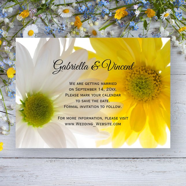 Yellow Daisies Wedding Save the Date Announcement Einladung (Von Creator hochgeladen)