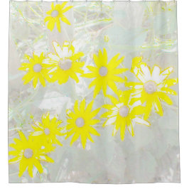 Yellow Daisis Yellow and Gray Duschvorhang