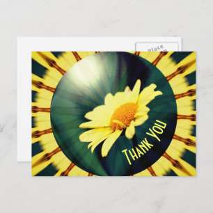 Yellow Daisy Abstrakt Floral Danke Postcard Postkarte