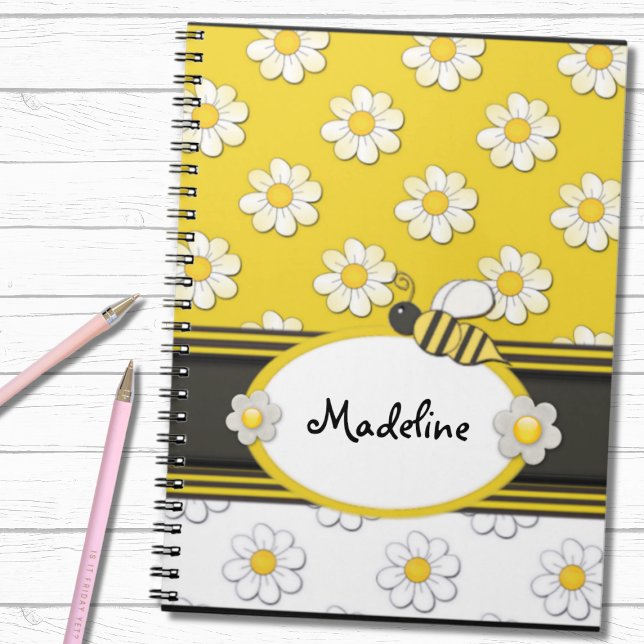 Yellow Daisy Bee Spiral Notebook Notizblock (Von Creator hochgeladen)