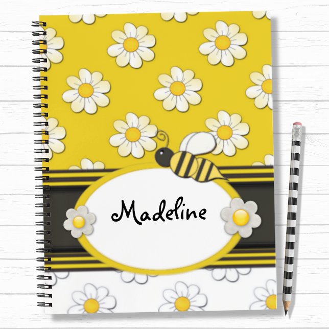Yellow Daisy Bee Spiral Notebook Notizbuch (Von Creator hochgeladen)