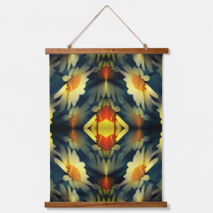 Yellow Daisy Blume Abstrakt Wandteppich Mit Holzrahmen