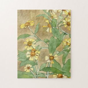 Yellow Daisy Blume Garten Vintager Stil Art Puzzle