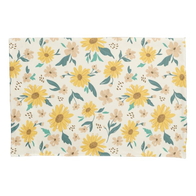 Yellow Daisy Blume Pattern Kissenbezug (Vorderseite)