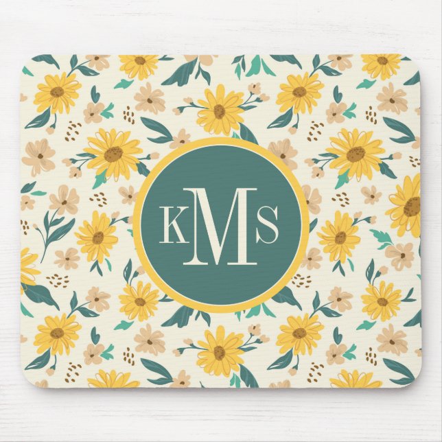 Yellow Daisy Blume Pattern Mousepad (Vorne)