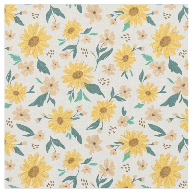 Yellow Daisy Blume Pattern Stoff (Nahaufnahme)