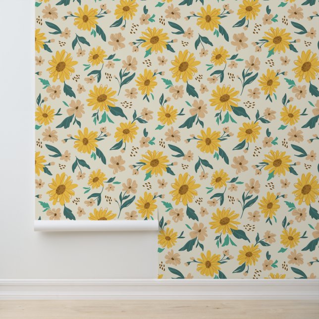 Yellow Daisy Blume Pattern Tapete (Anwendung)
