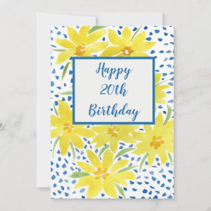 Yellow Daisy Bouquet Blue Dots Custom Geburtstag