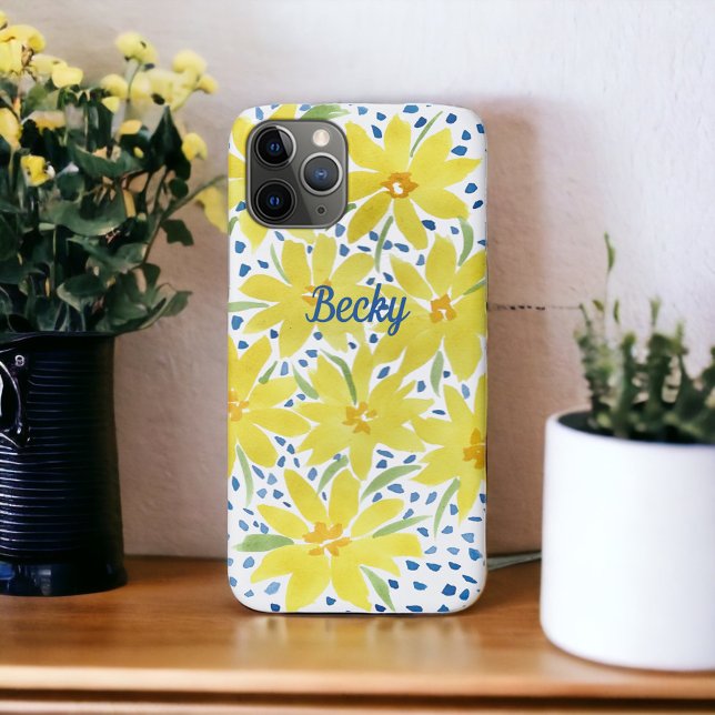 Yellow Daisy Bouquet mit blauen Punkten Case-Mate iPhone Hülle (Von Creator hochgeladen)