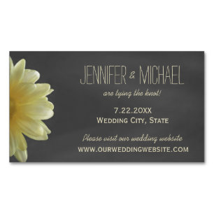 Yellow Daisy Chalkboard Rustikal Save the Date Magnetische Visitenkarte
