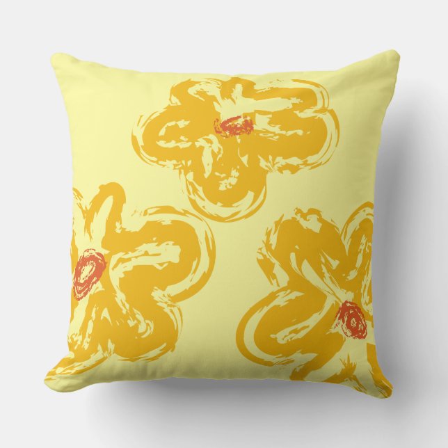 YELLOW DAISY DESIGN Retro Throw Kissen (Vorderseite)