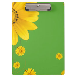  Yellow Daisy Floral Design on Green backround Klemmbrett