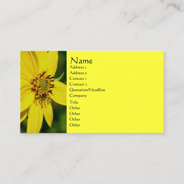Yellow Daisy Flower Fotografy Business Card Visitenkarte (Vorderseite)