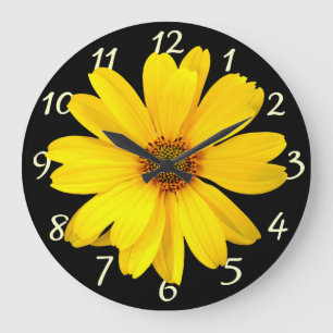 Yellow Daisy Große Wanduhr