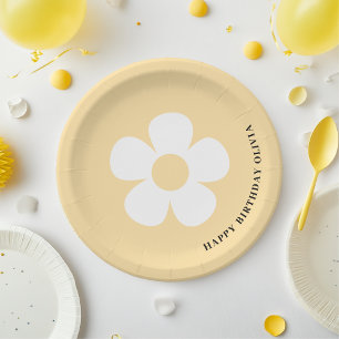 Yellow Daisy Happy Birthday Party   Floral Pappteller