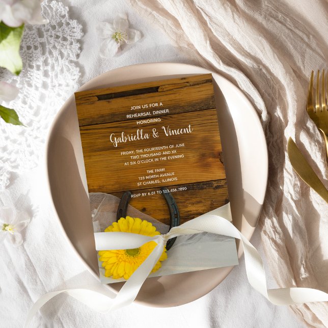 Yellow Daisy Horseshoe Western Probe Abendessen Einladung (Von Creator hochgeladen)