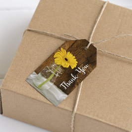 Yellow Daisy in Mason Jar Barn Gastgeschenk Hochze Geschenkanhänger