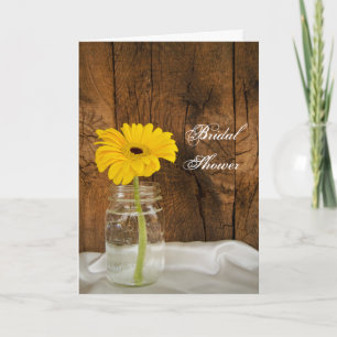 Yellow Daisy in Mason Jar Country Brautparty Einladung