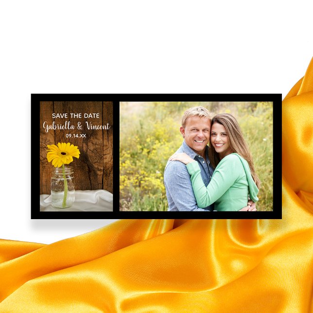 Yellow Daisy in Mason Jar Wedding Save the Date (Von Creator hochgeladen)