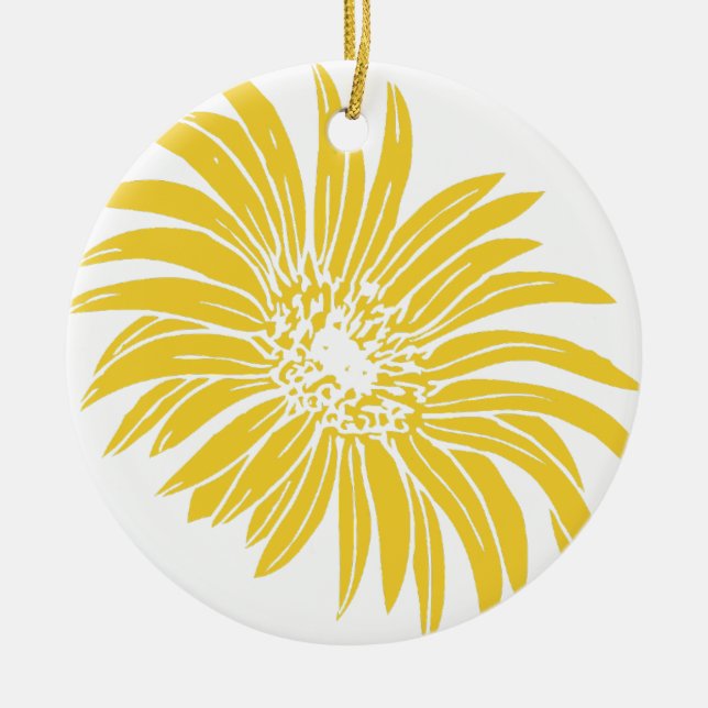 YELLOW DAISY KERAMIK ORNAMENT (Vorne)