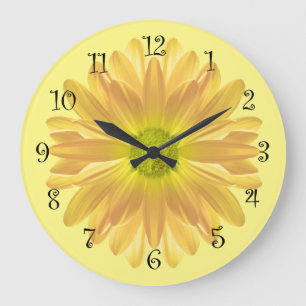 Yellow Daisy Kitchen Clock Große Wanduhr